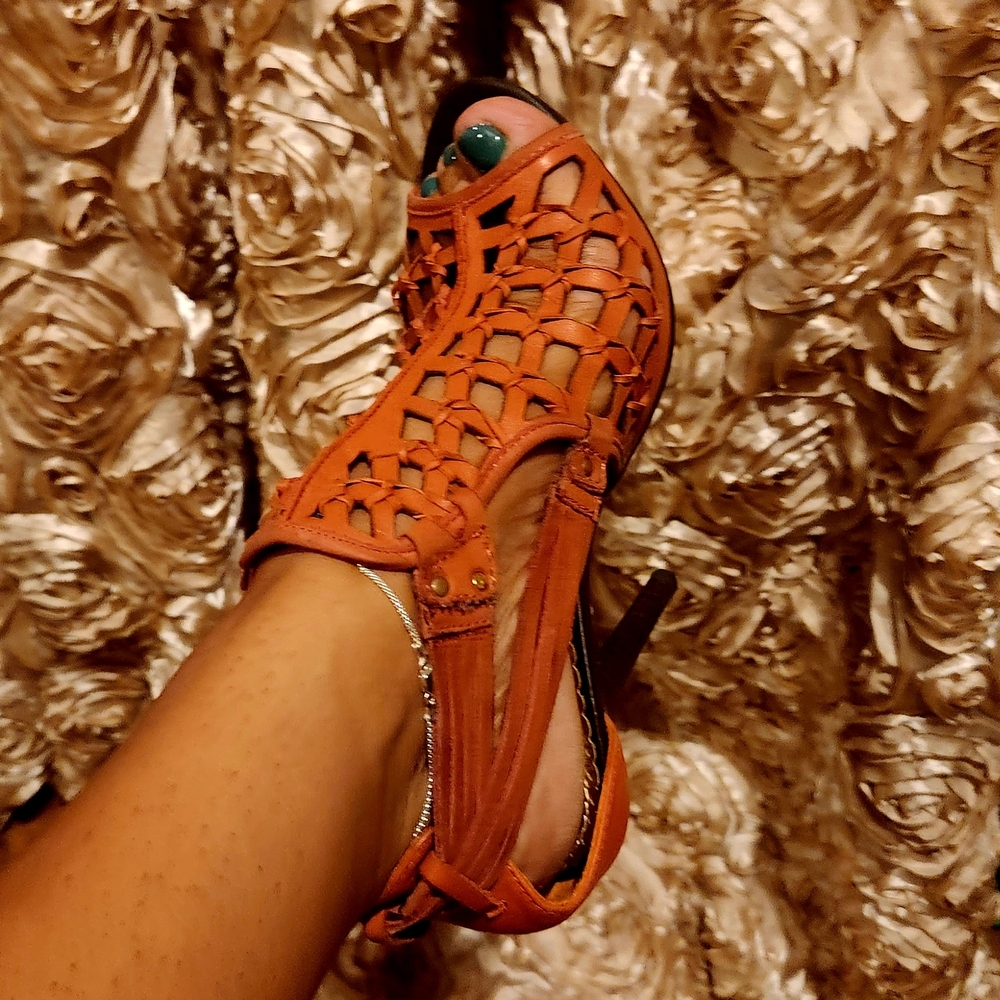 Naughty Monkey Orange Heeled Sandals